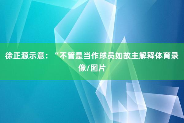 徐正源示意：“不管是当作球员如故主解释体育录像/图片