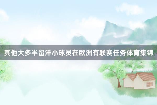 其他大多半留洋小球员在欧洲有联赛任务体育集锦