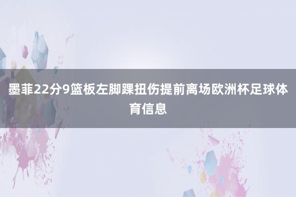 墨菲22分9篮板左脚踝扭伤提前离场欧洲杯足球体育信息