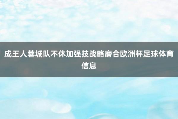 成王人蓉城队不休加强技战略磨合欧洲杯足球体育信息