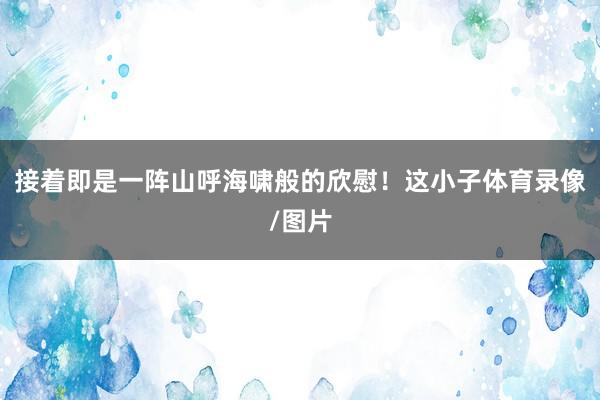 接着即是一阵山呼海啸般的欣慰！这小子体育录像/图片