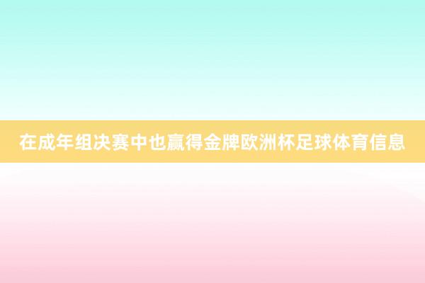 在成年组决赛中也赢得金牌欧洲杯足球体育信息