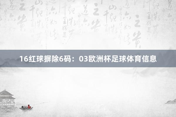 16　　红球摒除6码：03欧洲杯足球体育信息