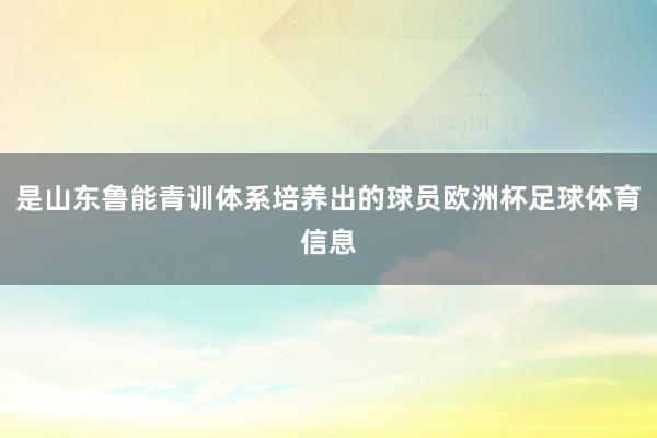 是山东鲁能青训体系培养出的球员欧洲杯足球体育信息