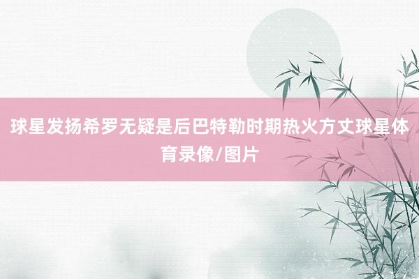 球星发扬希罗无疑是后巴特勒时期热火方丈球星体育录像/图片